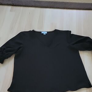 Elegant Black V-Neck Women's Top CeCe